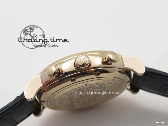 MIROTIME 0516 Portofino Chrono RG Black Dial on Black Leather Strap A HighPerformance 7389